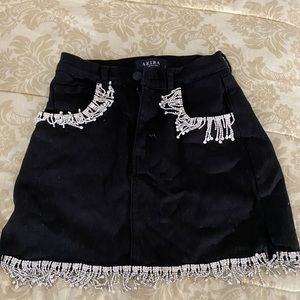 stone black jean skirt